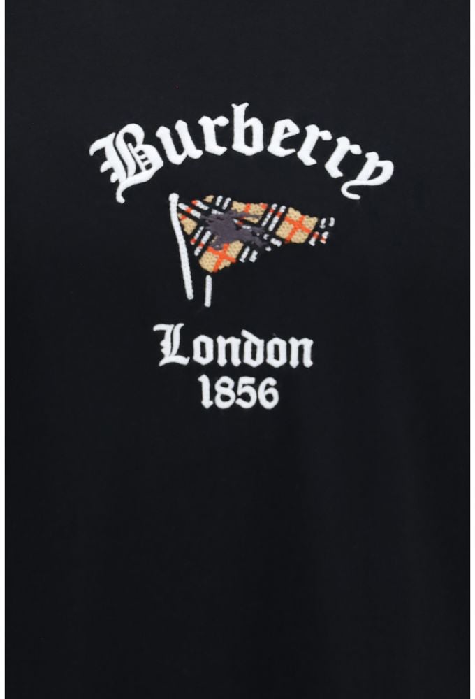 Burberry Black Cotton T-Shirt Zwart