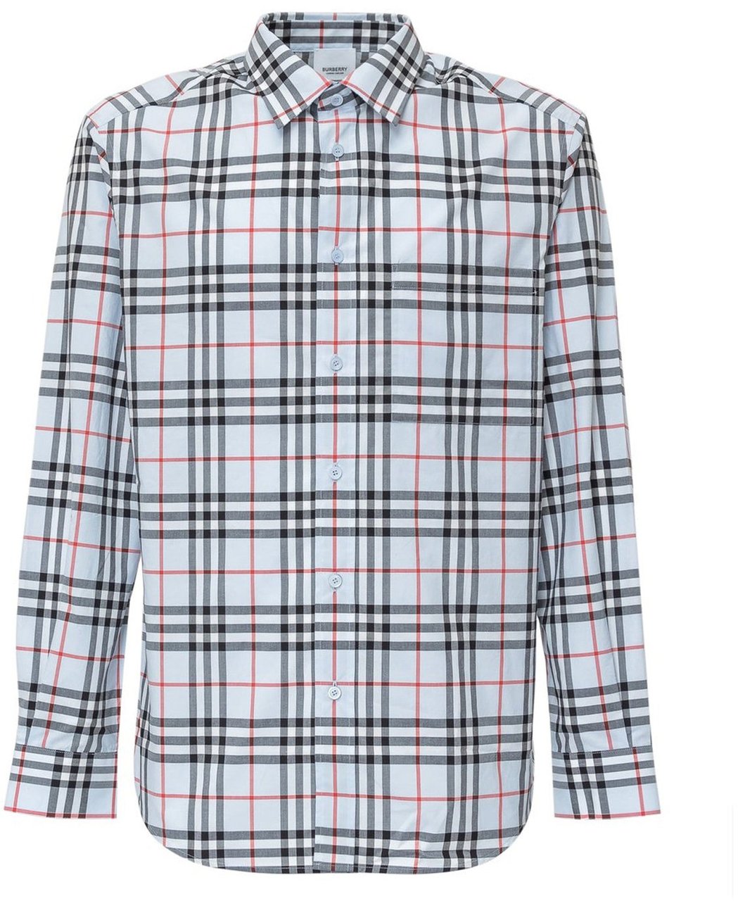 Burberry Checked Cotton Shirt Blauw