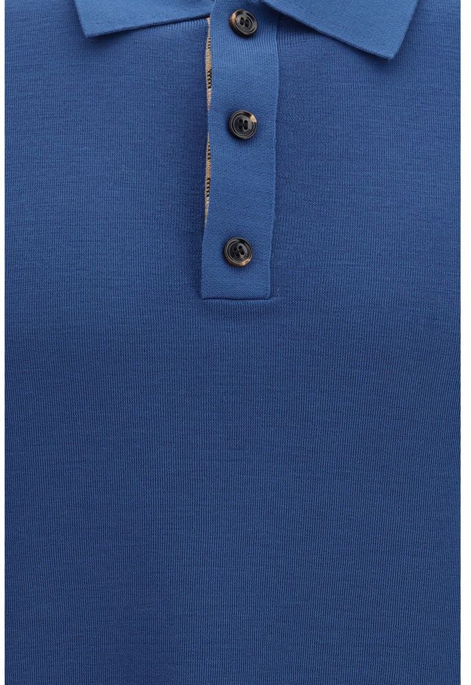 Burberry Blue Wool Oves Aries Polo Shirt Blauw