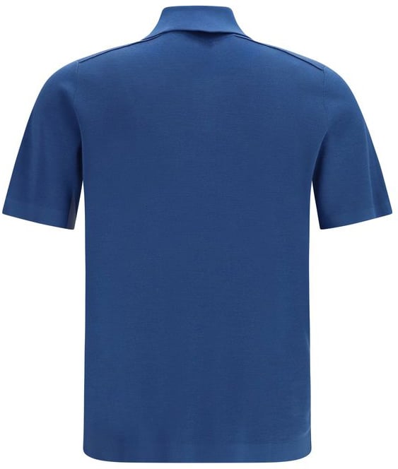 Burberry Blue Wool Oves Aries Polo Shirt Blauw