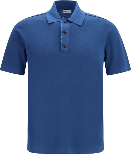 Burberry Blue Wool Oves Aries Polo Shirt Blauw