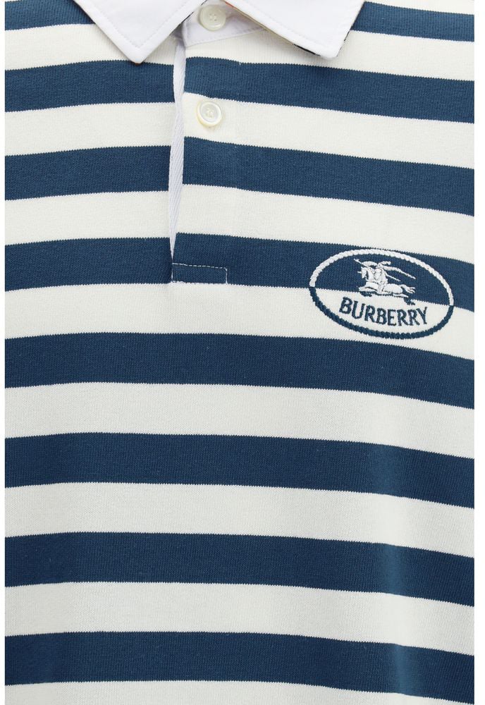 Burberry Multicolor Long-Sleeve Striped Polo Shirt Grijs