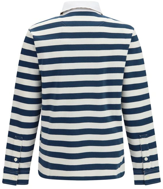 Burberry Multicolor Long-Sleeve Striped Polo Shirt Grijs