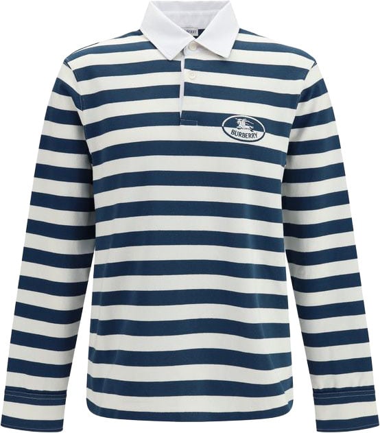 Burberry Multicolor Long-Sleeve Striped Polo Shirt Grijs
