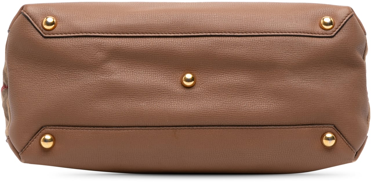 Burberry Medium Leather and House Check Banner Satchel Bruin