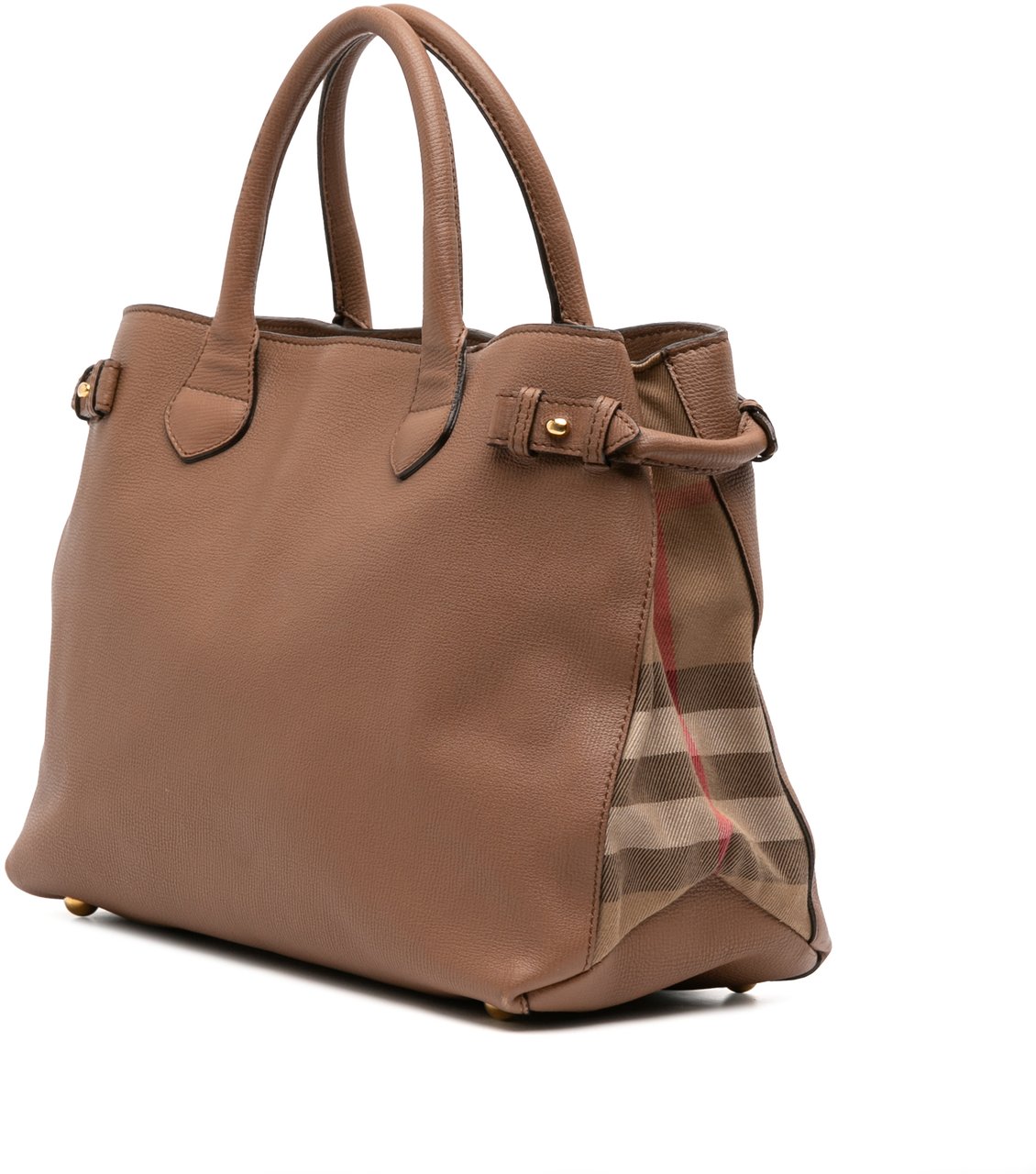 Burberry Medium Leather and House Check Banner Satchel Bruin
