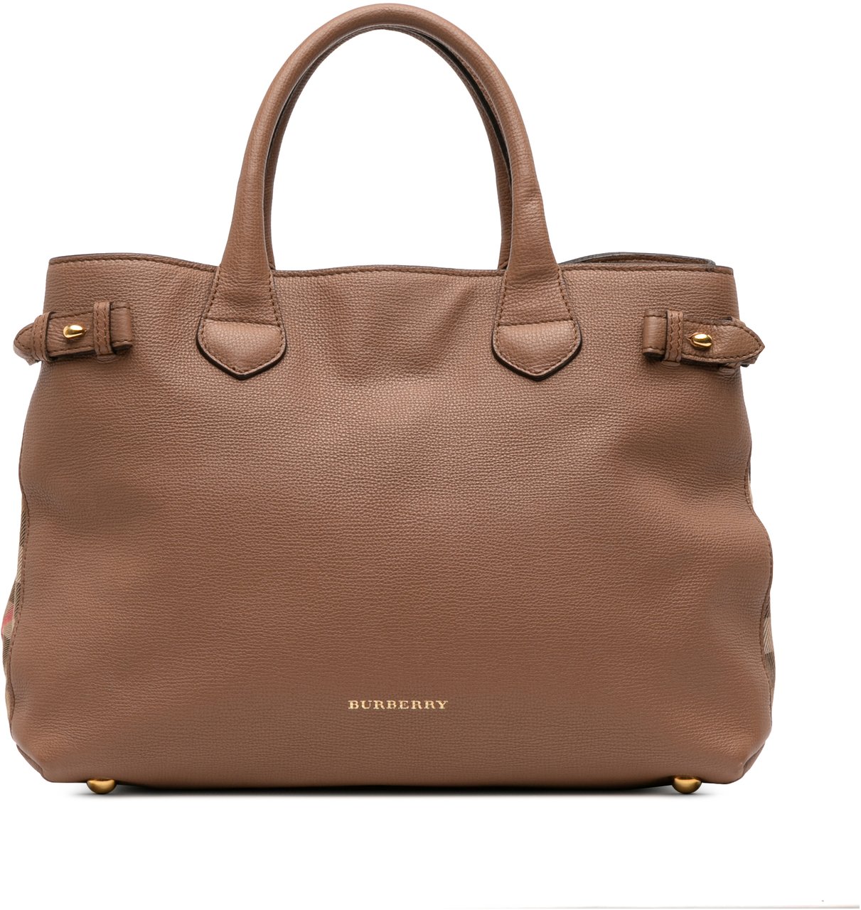 Burberry Medium Leather and House Check Banner Satchel Bruin