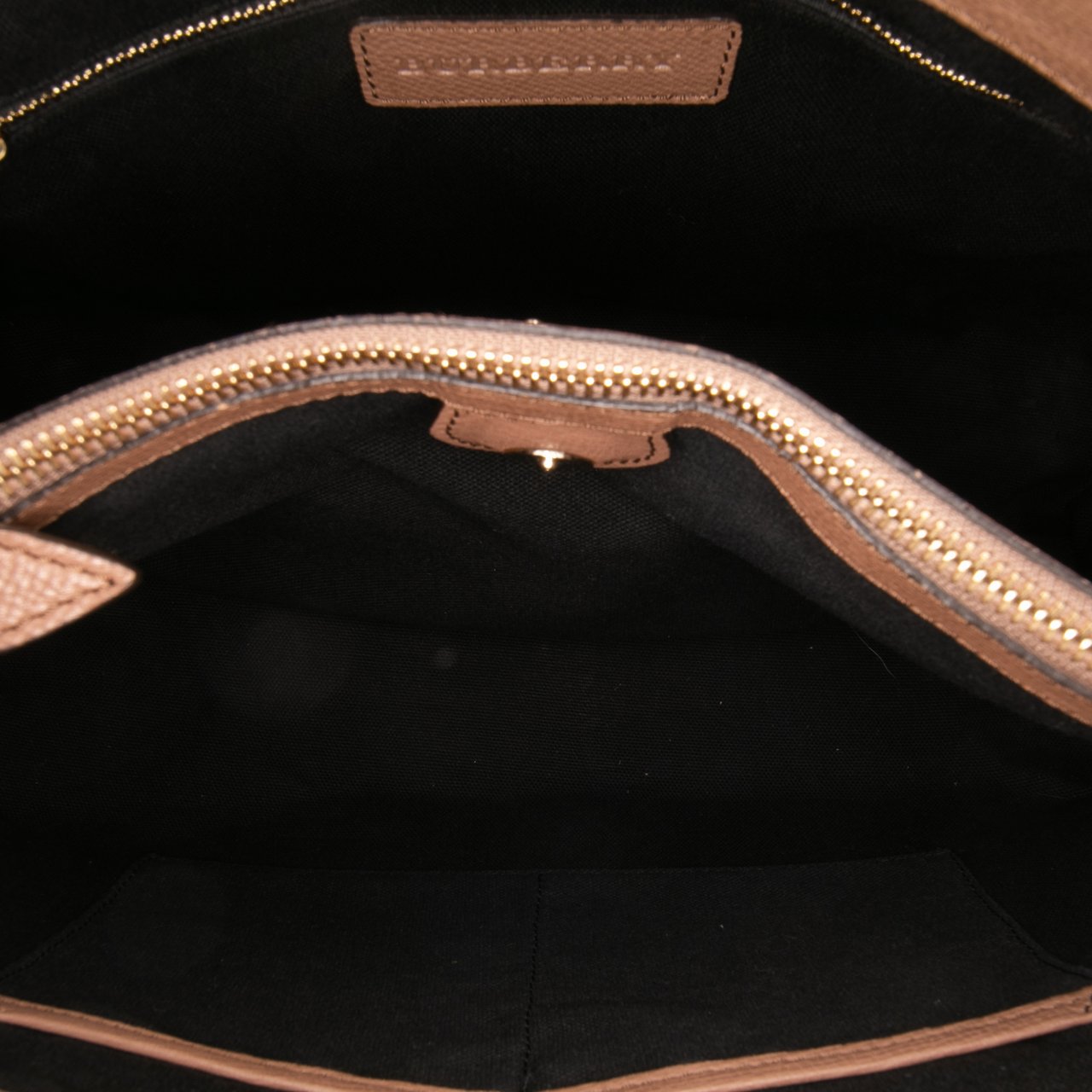Burberry Medium Leather and House Check Banner Satchel Bruin