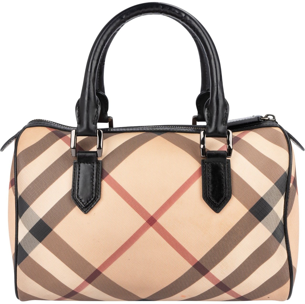 Burberry Burberry Nova-Check Monogram Boston Handbag Beige