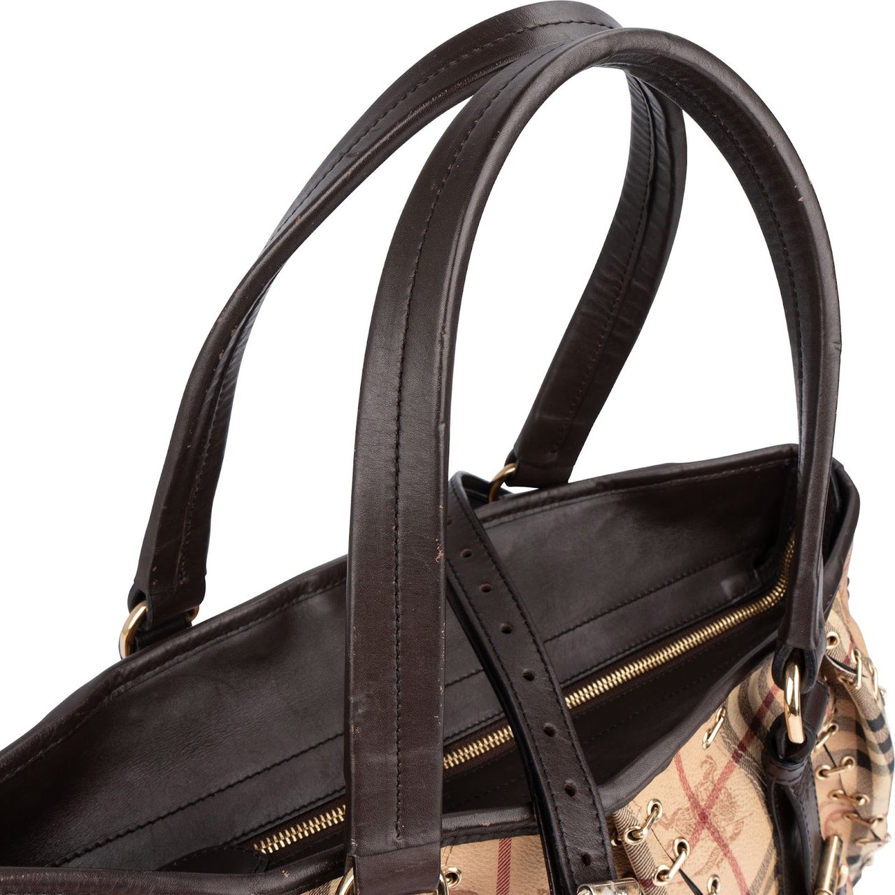 Burberry Burberry Haymarket Check Laced Lowry Northfield Shoulder Bag Beige