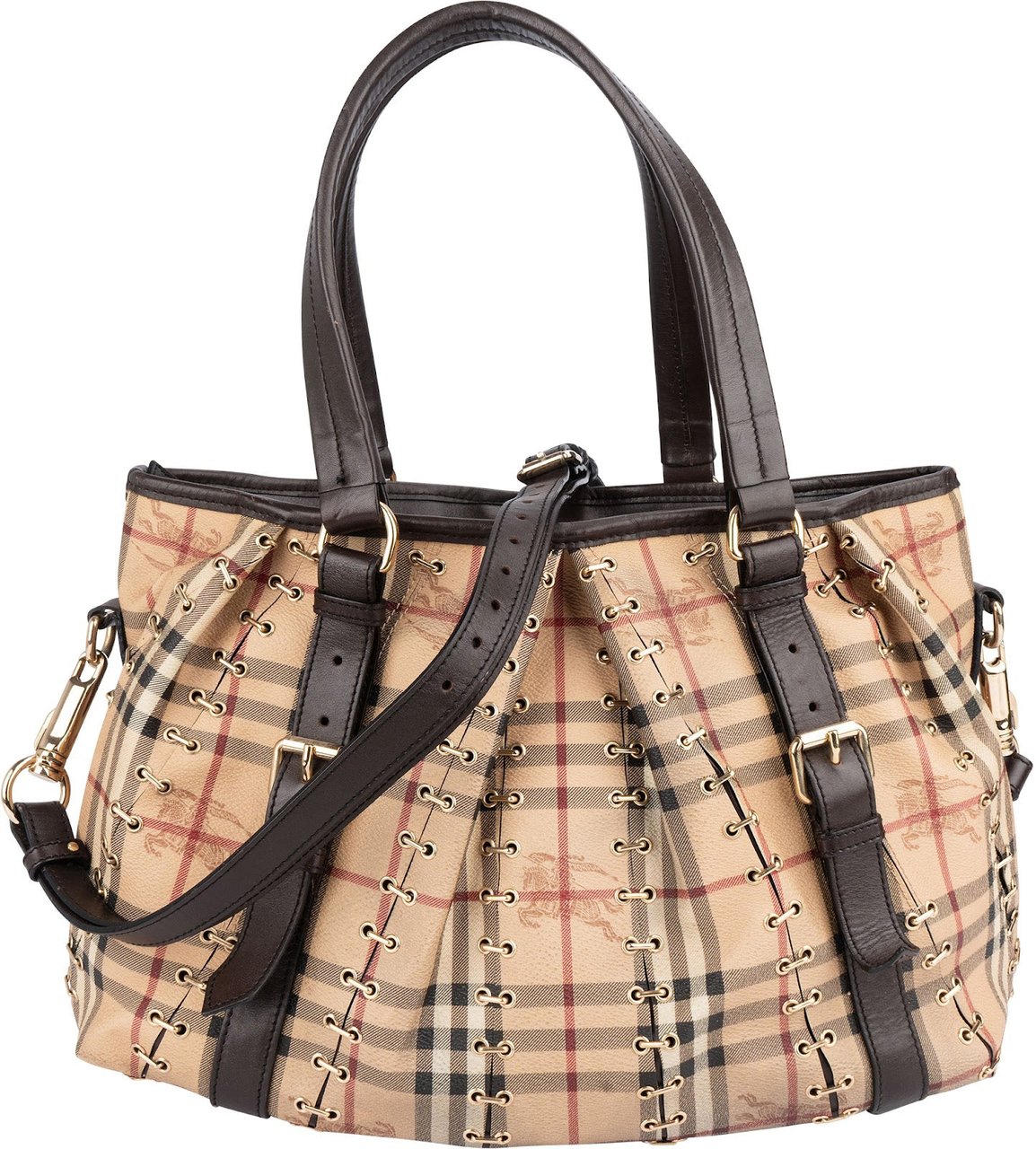 Burberry Burberry Haymarket Check Laced Lowry Northfield Shoulder Bag Beige
