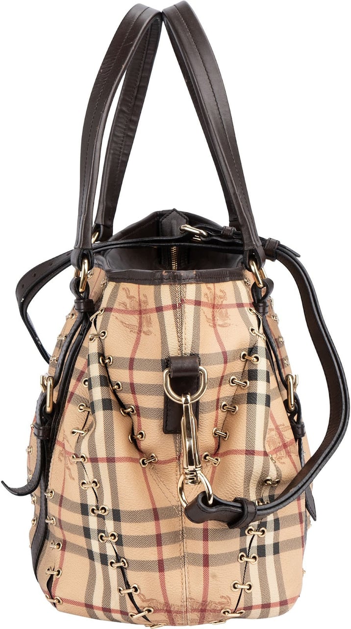 Burberry Burberry Haymarket Check Laced Lowry Northfield Shoulder Bag Beige