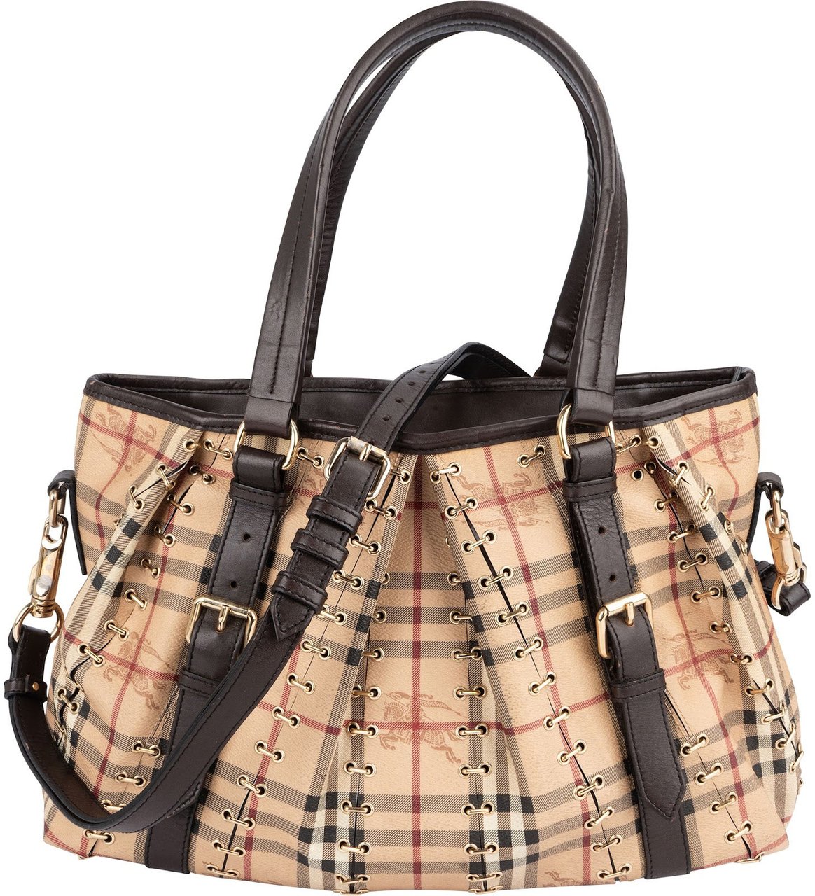 Burberry Burberry Haymarket Check Laced Lowry Northfield Shoulder Bag Beige