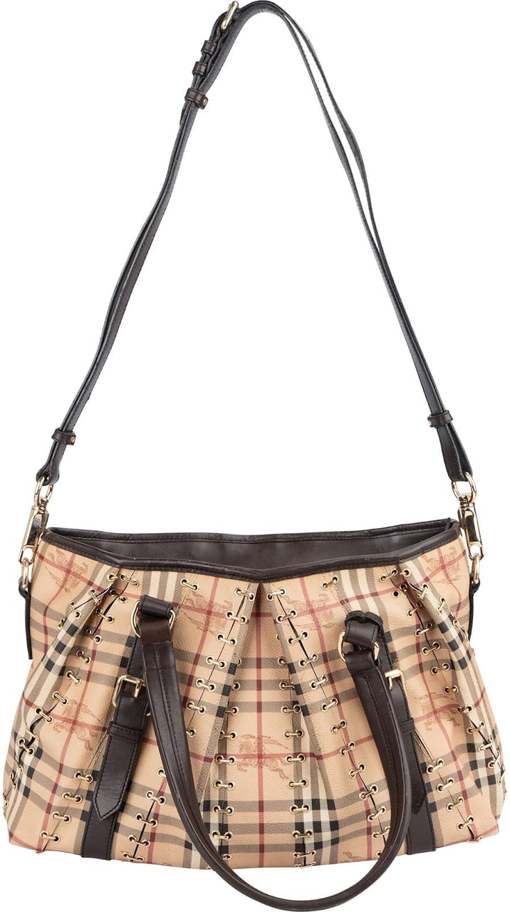 Burberry Burberry Haymarket Check Laced Lowry Northfield Shoulder Bag Beige