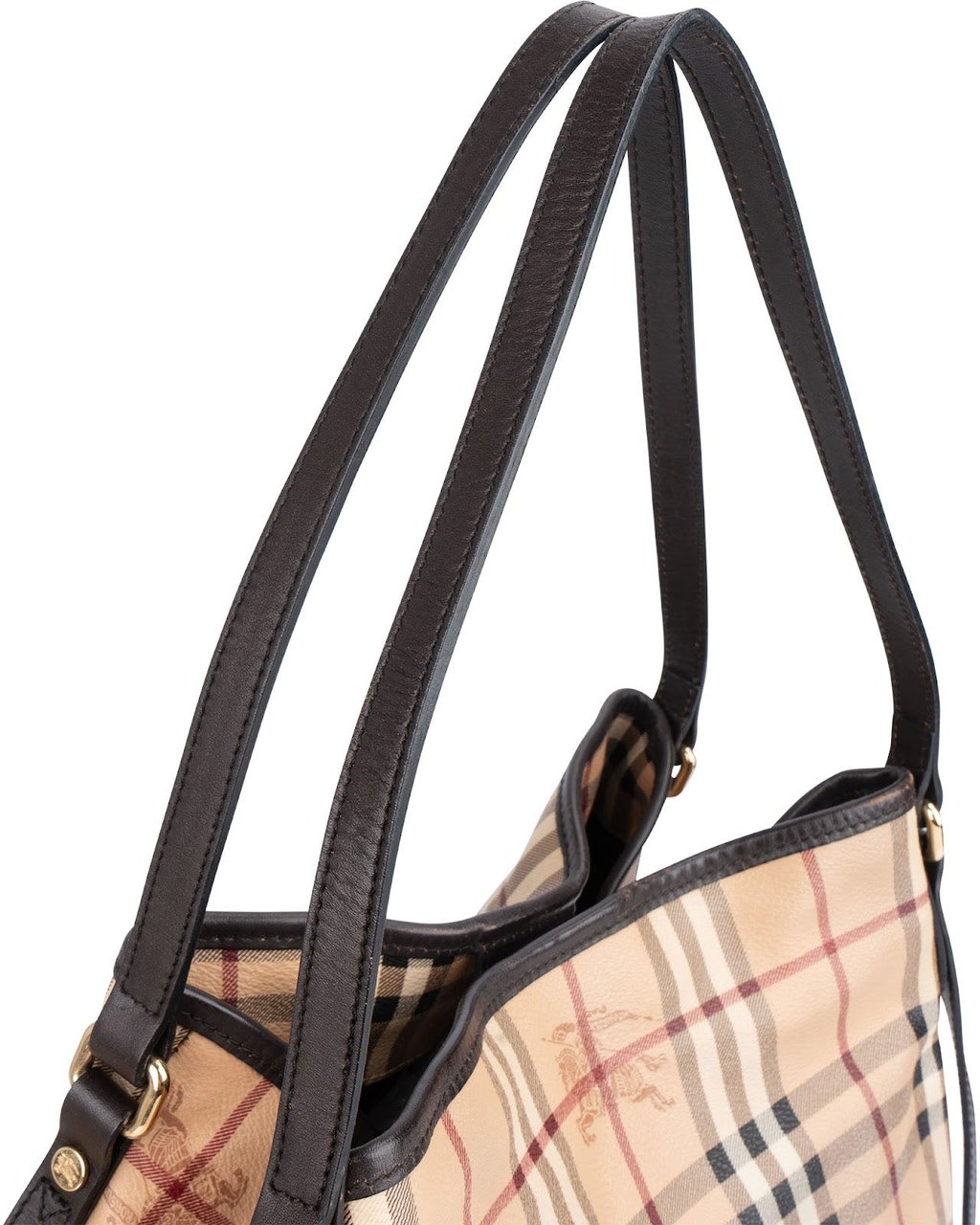 Burberry Haymarket Check Tote Shoulder Bag Beige