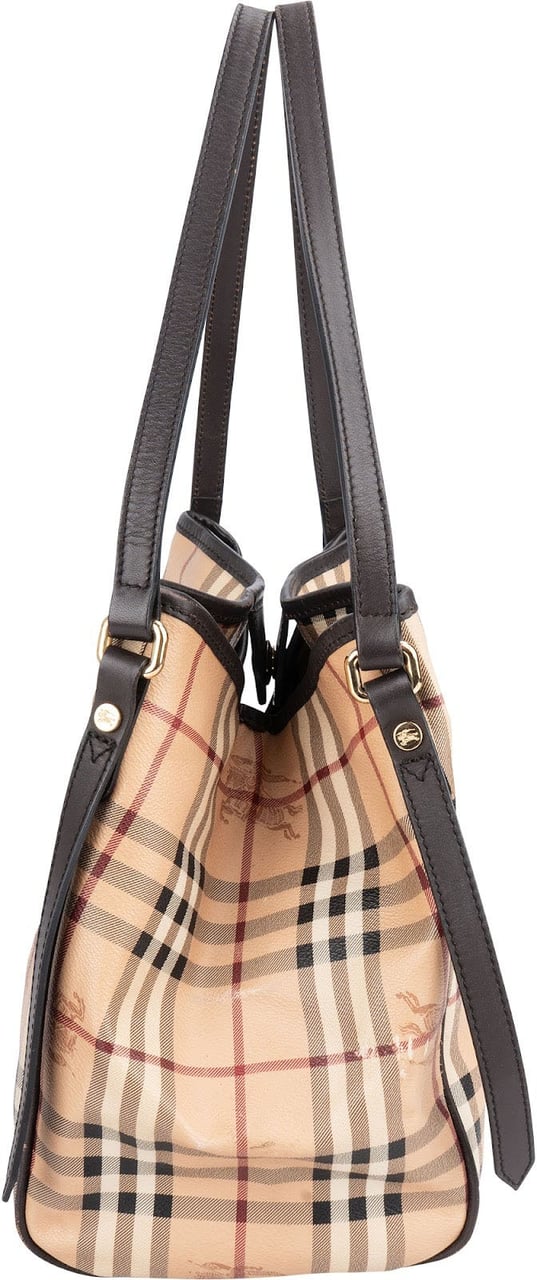 Burberry Haymarket Check Tote Shoulder Bag Beige