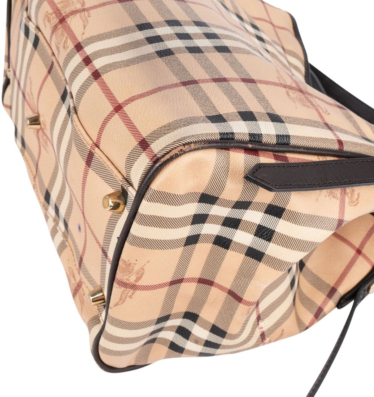 Burberry Haymarket Check Tote Shoulder Bag Beige