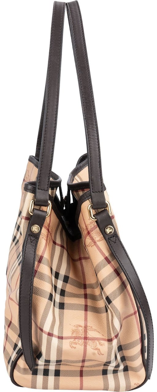 Burberry Haymarket Check Tote Shoulder Bag Beige