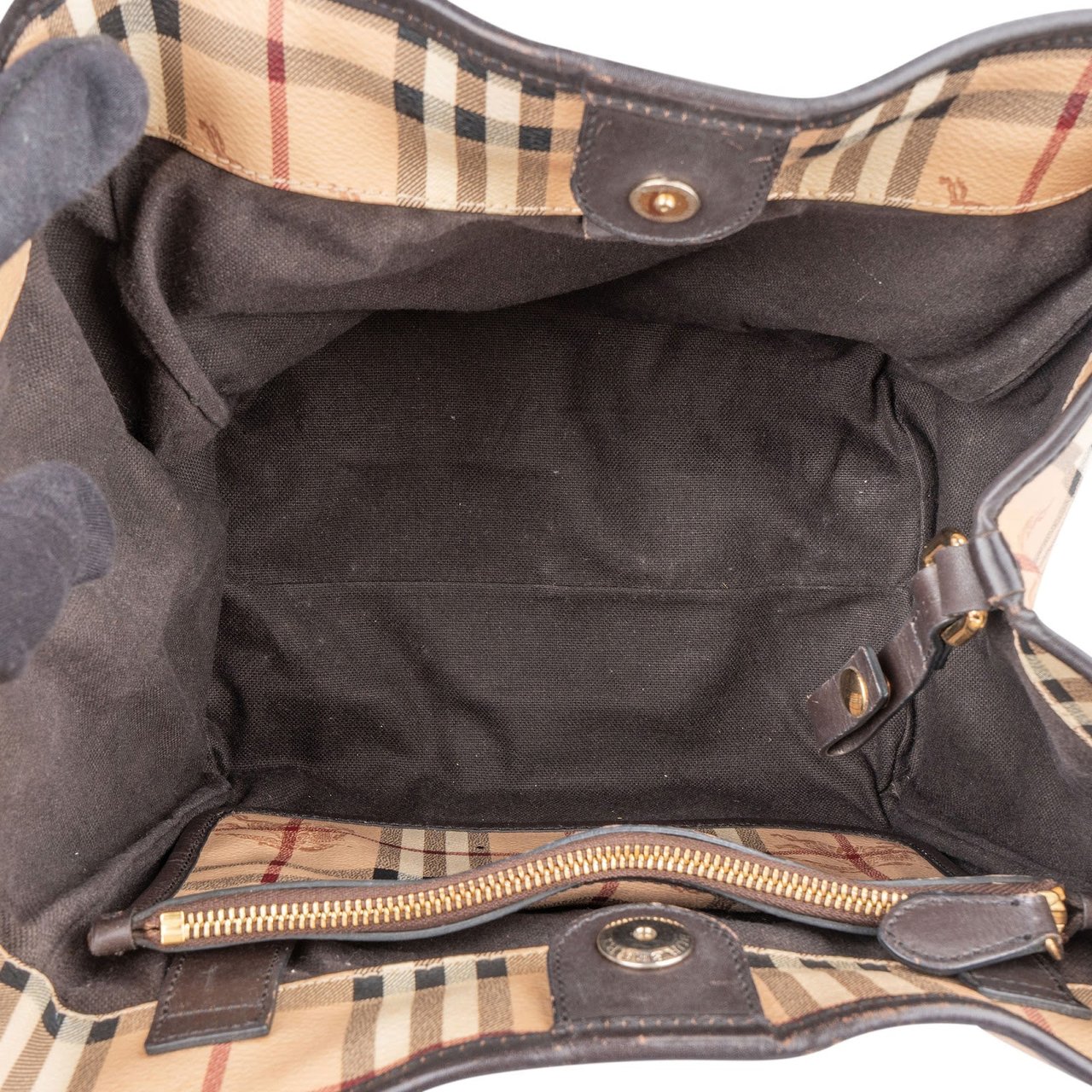 Burberry Haymarket Check Tote Shoulder Bag Beige