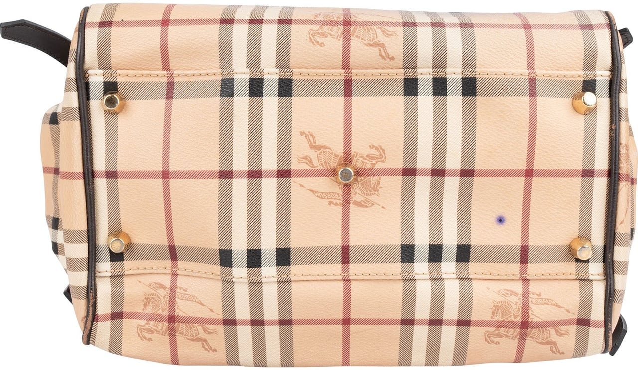 Burberry Haymarket Check Tote Shoulder Bag Beige