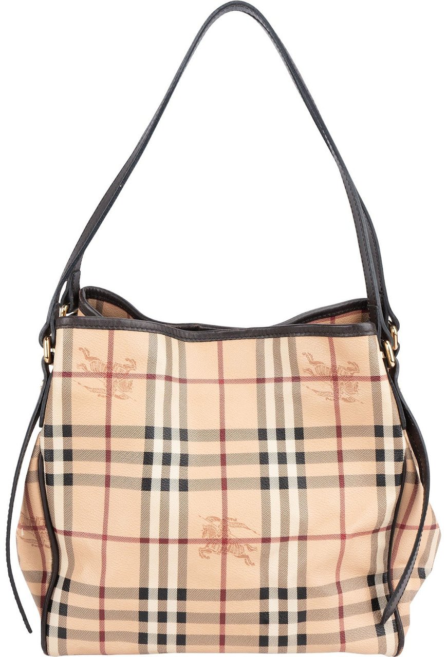 Burberry Haymarket Check Tote Shoulder Bag Beige