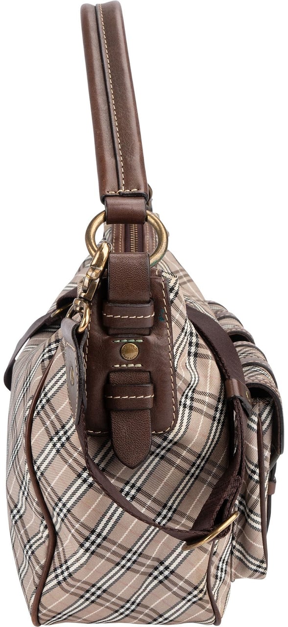 Burberry Burberry Nova-Check Monogram Canvas Pocket Hobo Shoulder Bag Bruin