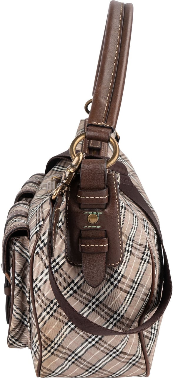 Burberry Burberry Nova-Check Monogram Canvas Pocket Hobo Shoulder Bag Bruin