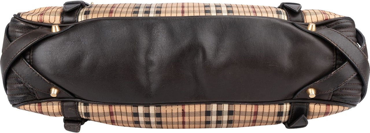 Burberry Pleated Haymarket Check Kentoville Handbag Bruin