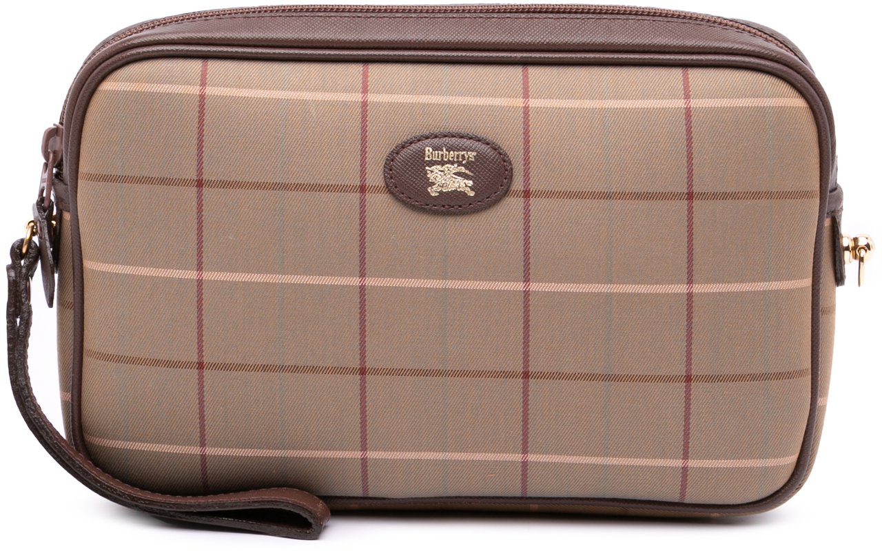 Burberry Vintage Check Canvas Clutch Bruin