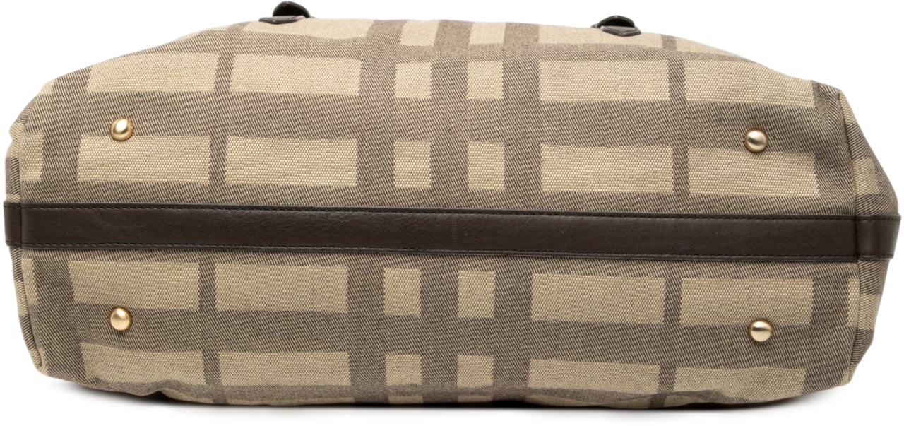 Burberry Tonal Check Canvas Tote Bruin