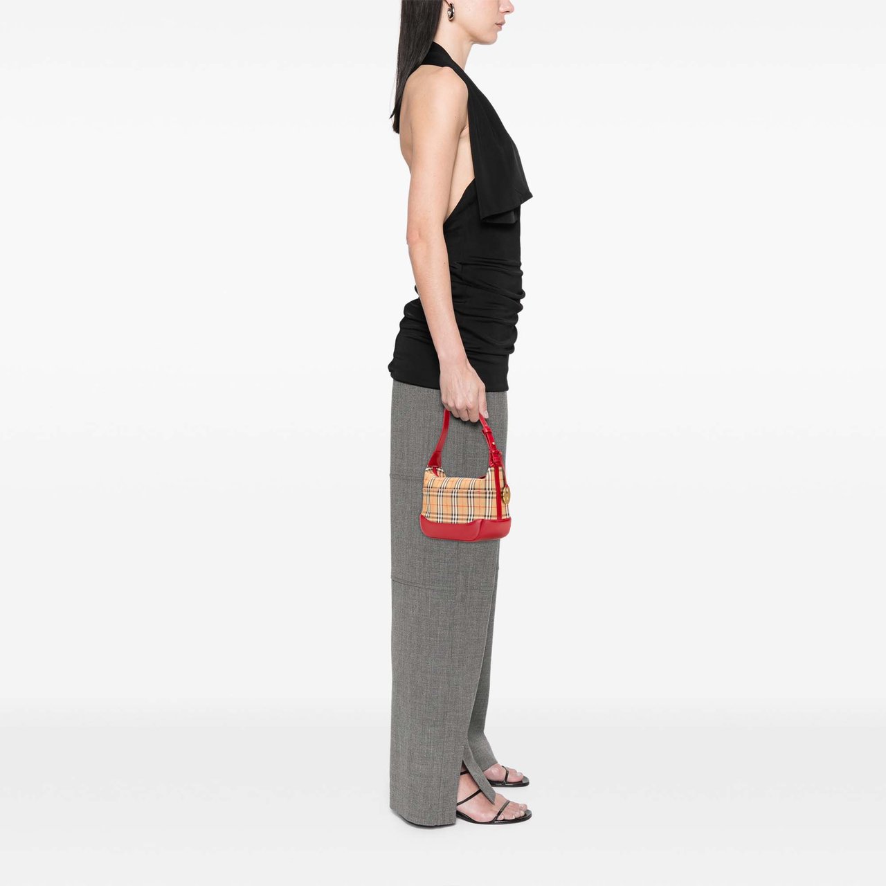 Burberry Haymarket Check Canvas Shoulder Bag Bruin
