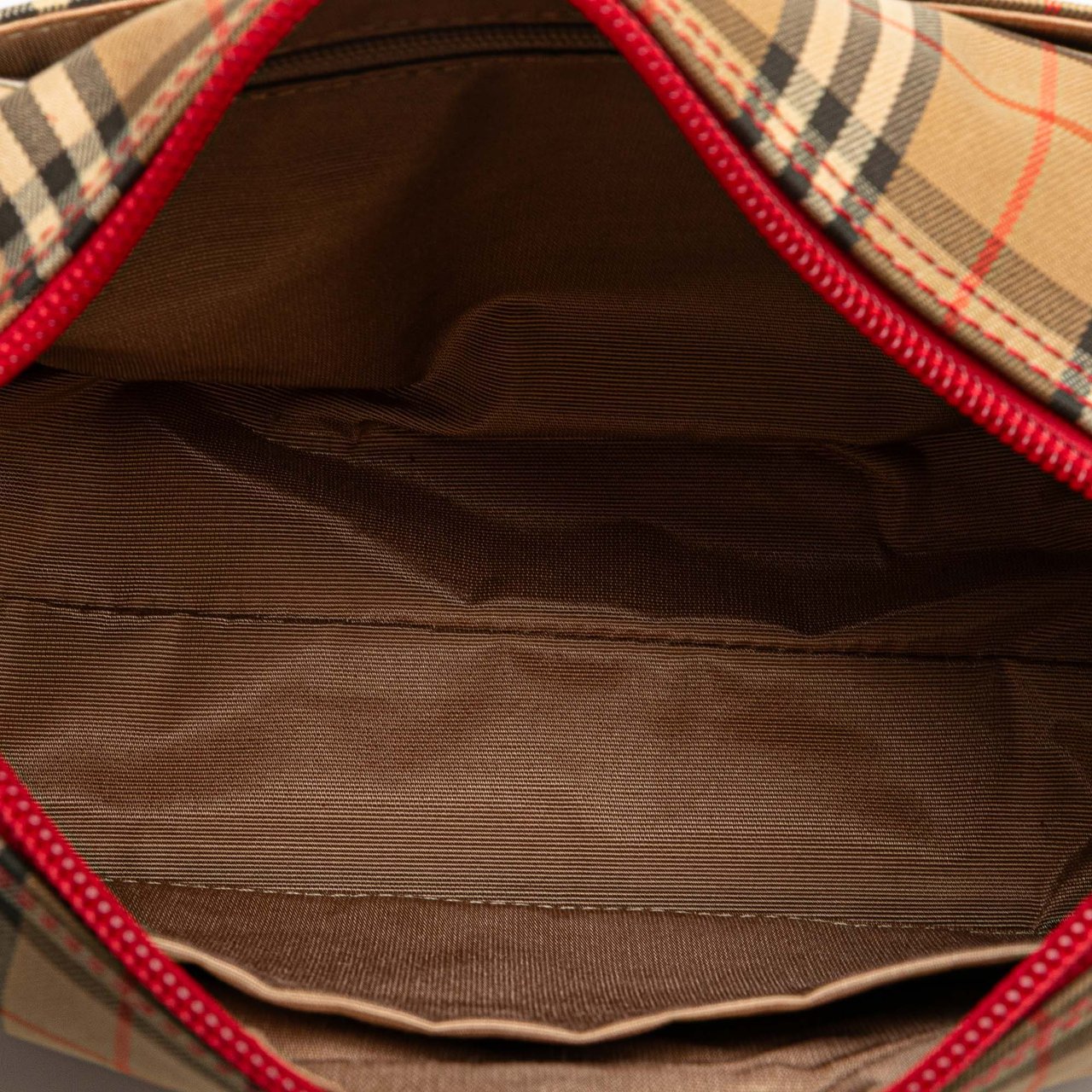 Burberry Haymarket Check Canvas Shoulder Bag Bruin