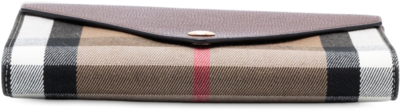 Burberry House Check Canvas and Leather Hannah Wallet on Strap Bruin