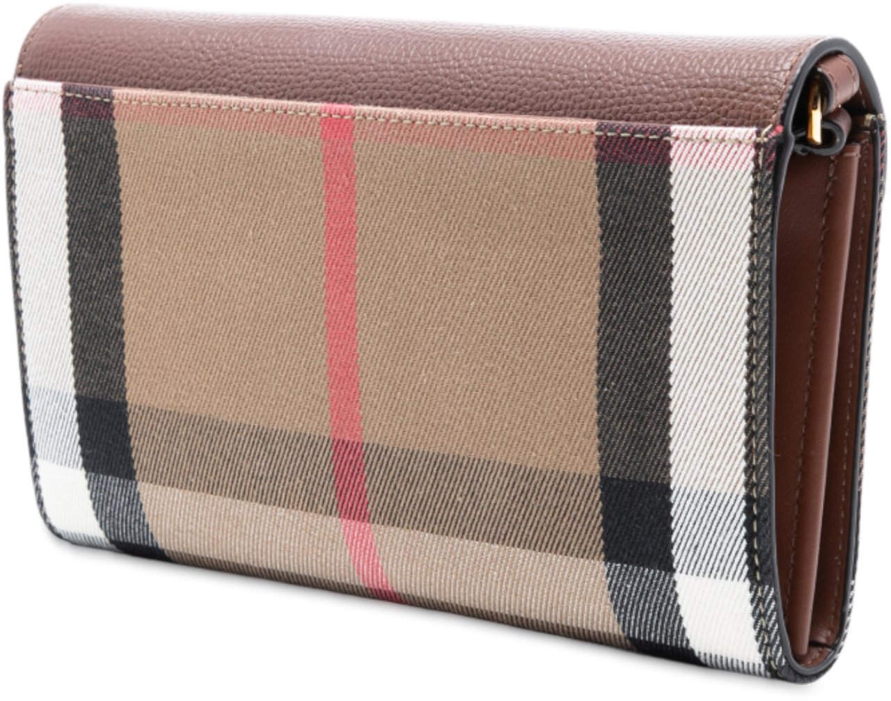 Burberry House Check Canvas and Leather Hannah Wallet on Strap Bruin