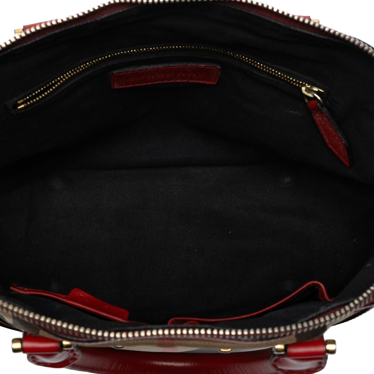 Burberry Small Leather Trimmed House Check Canvas Bridle Orchard Satchel Bruin