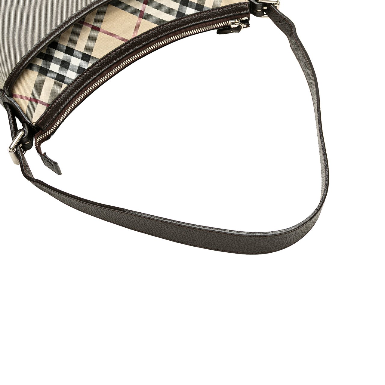 Burberry Nova Check Trimmed Canvas Shoulder Bag Grijs