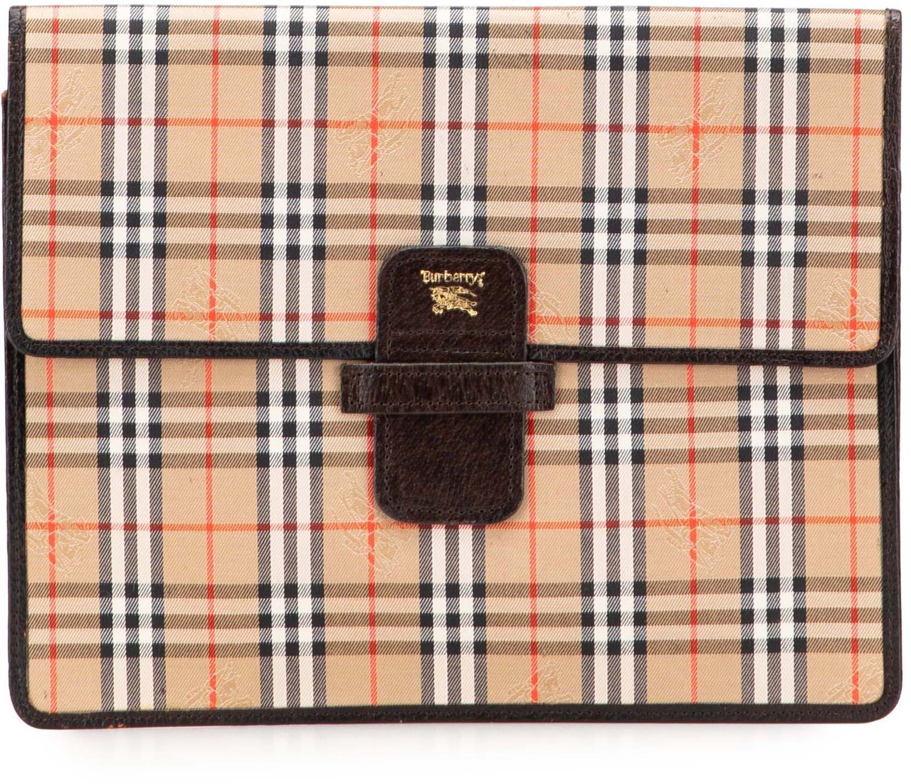 Burberry Haymarket Check Canvas Clutch Bruin