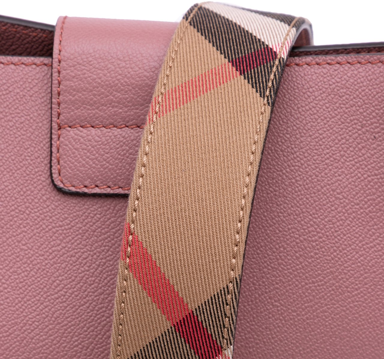 Burberry Small Grained Leather Buckle Tote Roze