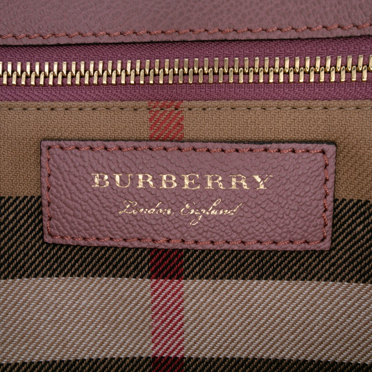 Burberry Small Grained Leather Buckle Tote Roze
