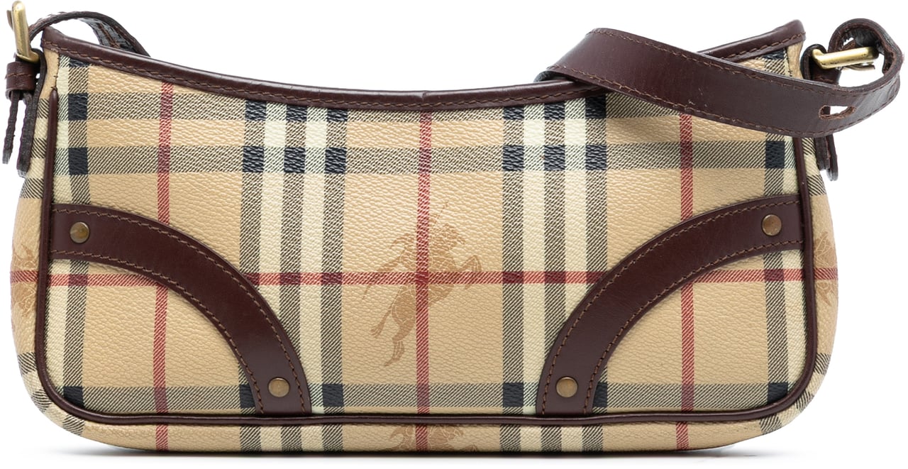 Burberry Haymarket Check Coated Canvas Shoulder Bag Bruin