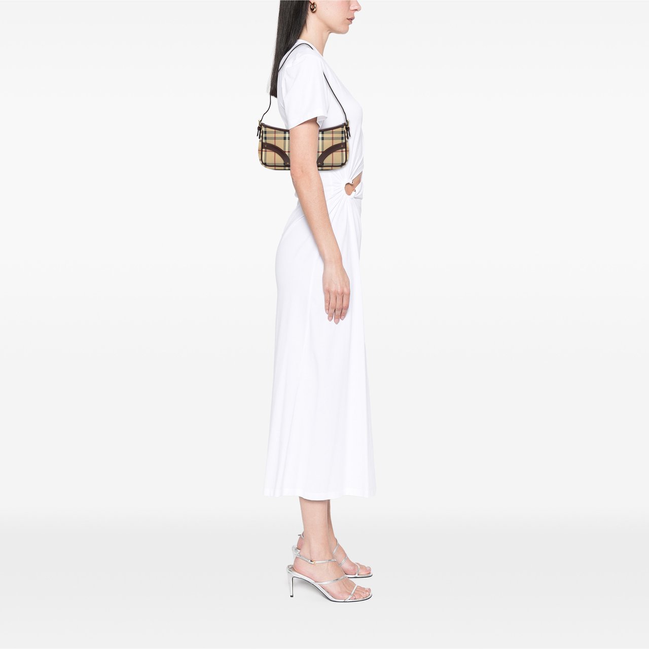 Burberry Haymarket Check Coated Canvas Shoulder Bag Bruin