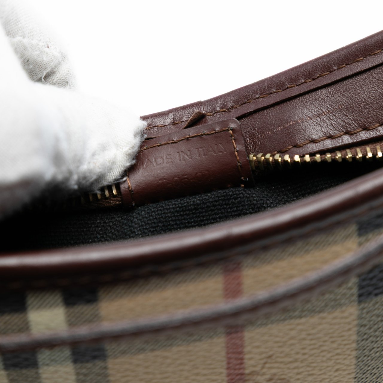 Burberry Haymarket Check Coated Canvas Shoulder Bag Bruin