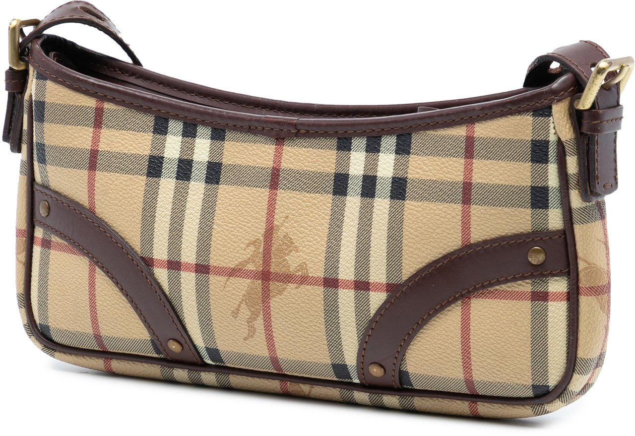 Burberry Haymarket Check Coated Canvas Shoulder Bag Bruin