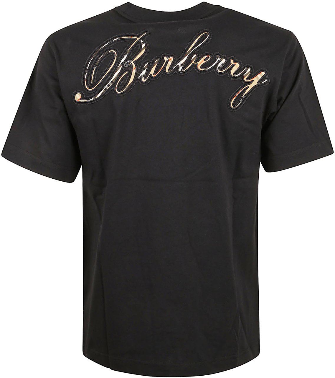 Burberry Short-Sleeve Cotton T-Shirt with Embroidered Logos Zwart