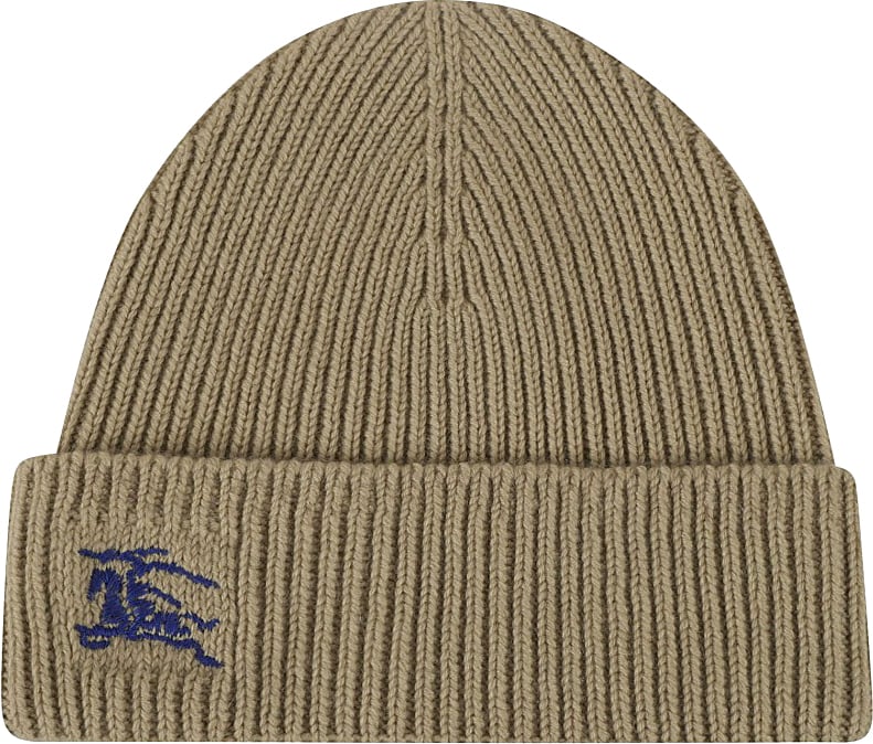 Burberry Ribbed Knit Cashmere Beanie With Folded Cuff Neutraal
