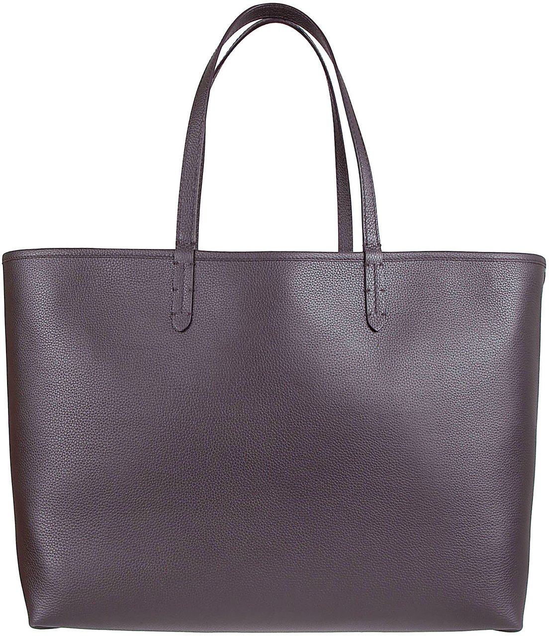 Burberry Reversible Shopping Tote in Textured Calf Grain Leather Paars