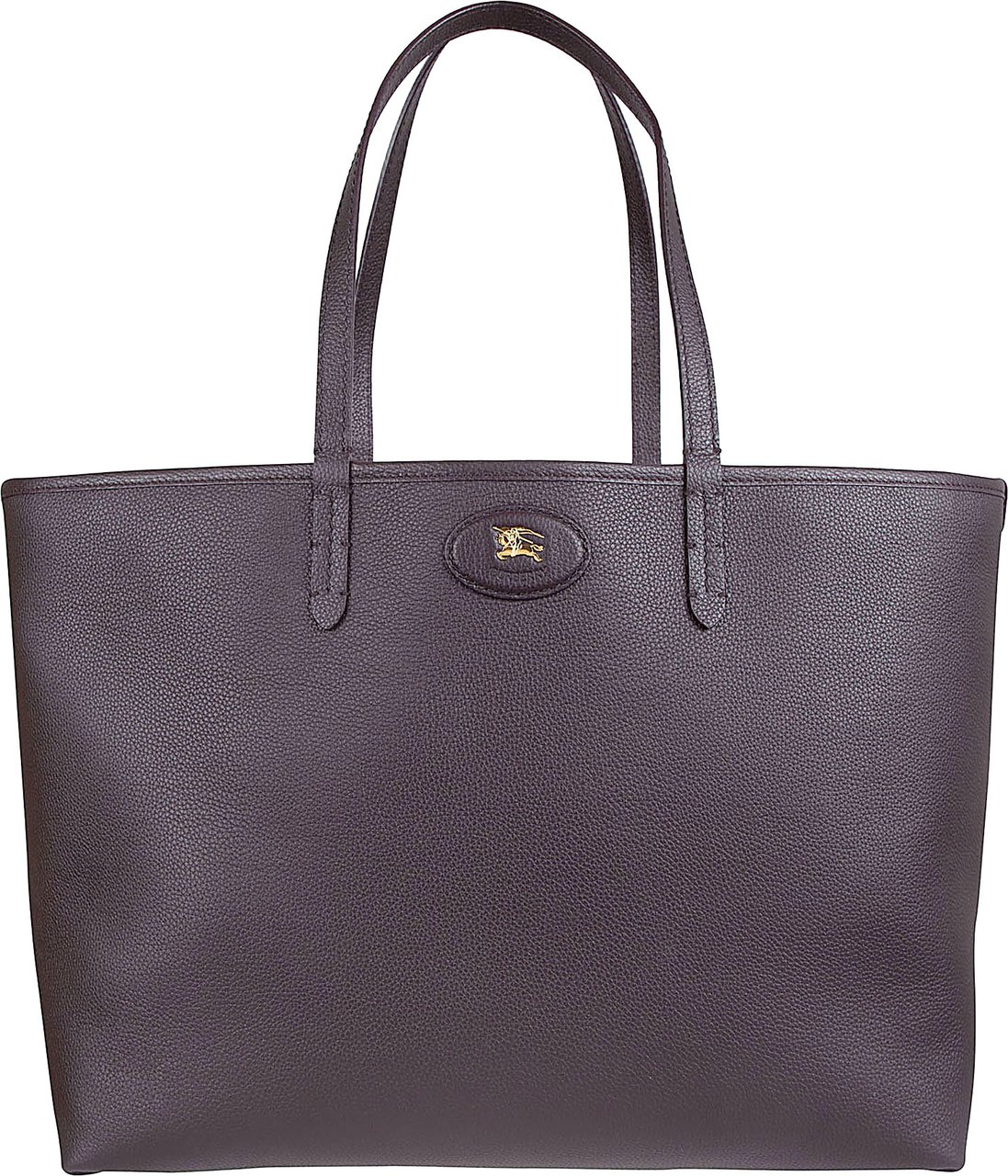 Burberry Reversible Shopping Tote in Textured Calf Grain Leather Paars