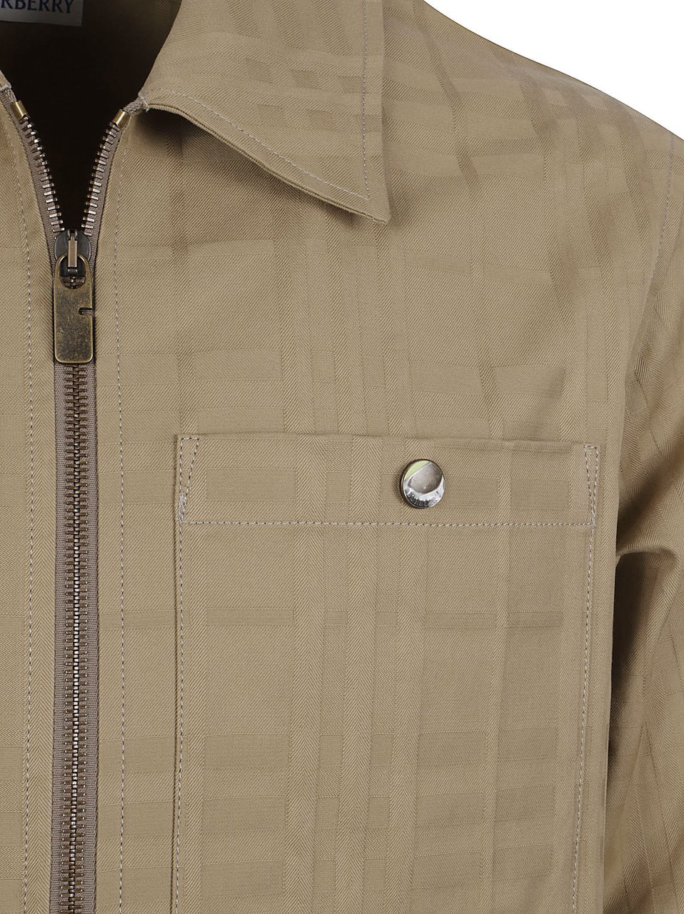 Burberry Brown Cotton Long-Sleeve Zip-Up Shirt with Classic Collar Neutraal