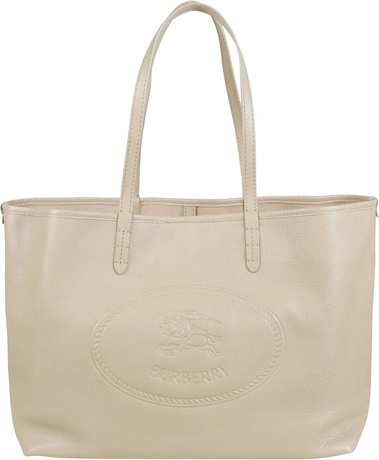 Burberry Pebble Calf Leather Shopping Bag Neutraal