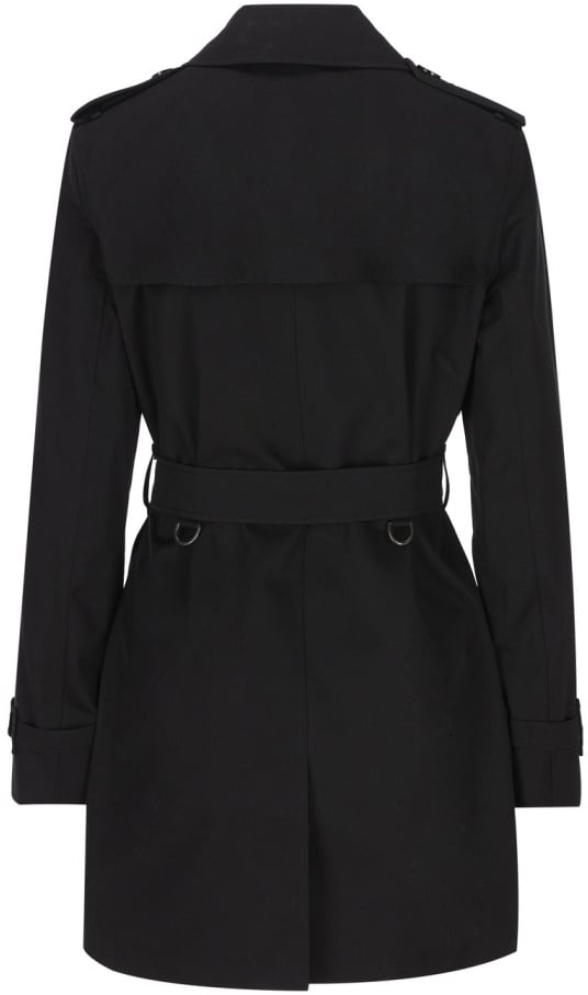 Burberry Mid-Thigh Trench Coat With Double-Breasted Front Zwart